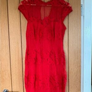 Lipsy Vibrant Red Lace Mini Dress